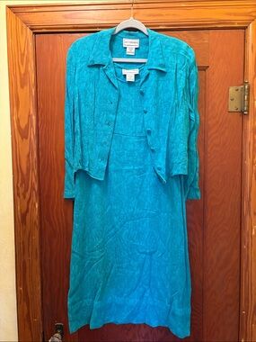 Karin Stevens Teal Two-Piece Textured Ensemble